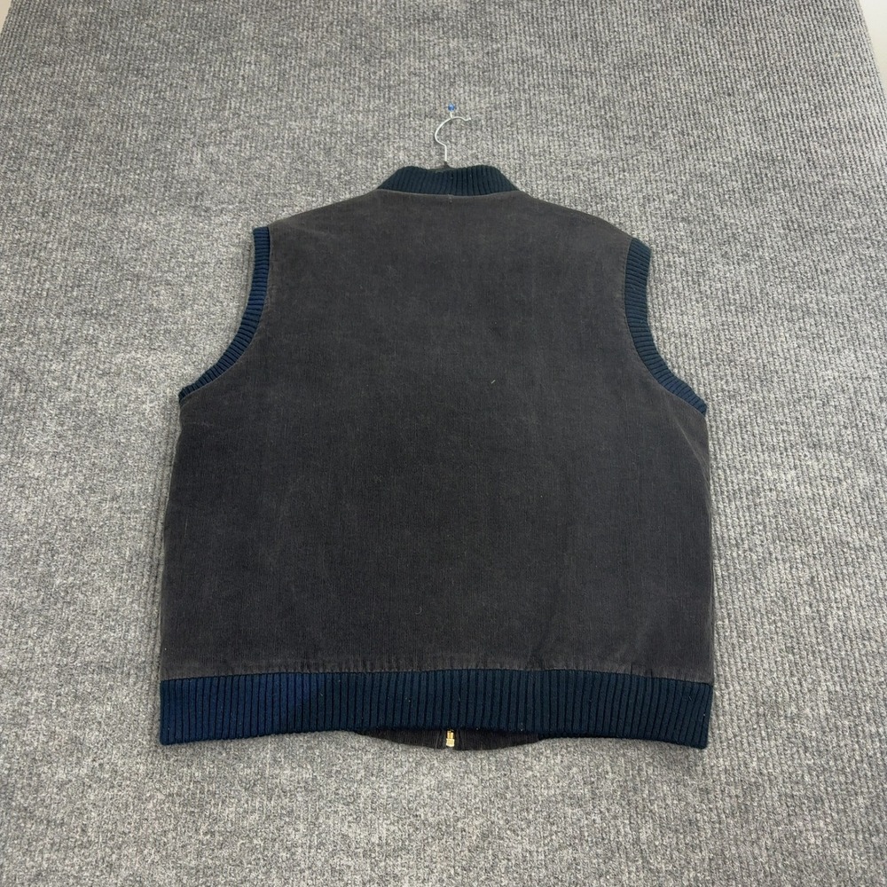 Vintage St Johns Bay Vest Mens Large Blue Cotton Corduroy Full Zip Workwear - Picture 6 of 8